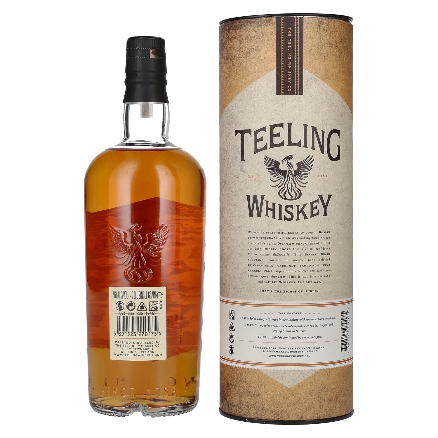 Teeling Whiskey SINGLE GRAIN Irish Whiskey Wine Cask 46% Vol. 0,7l in geschenkverpakking