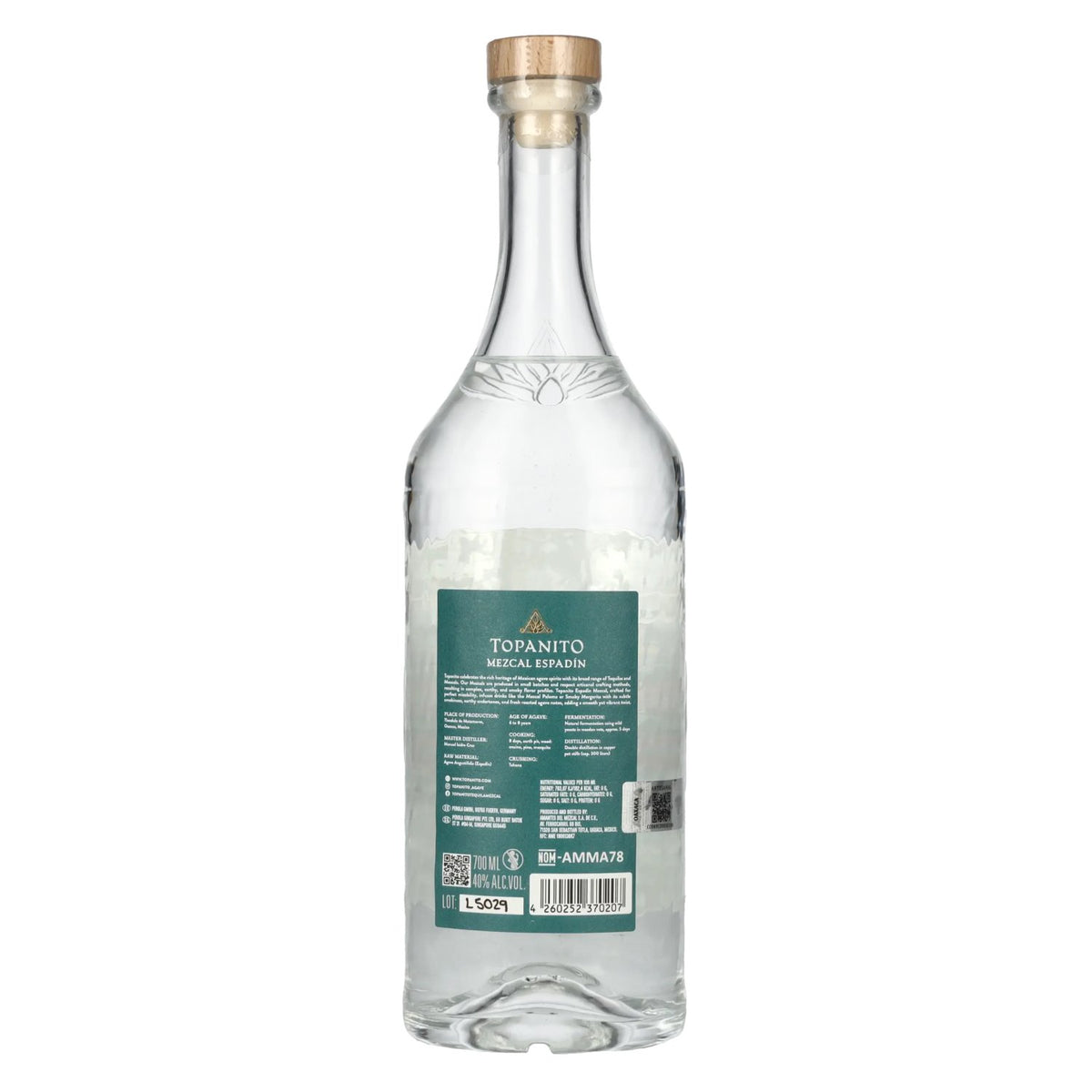 Topanito Mezcal Artesanal Blanco 100% Mague Espadín 40% vol. 0,7 l