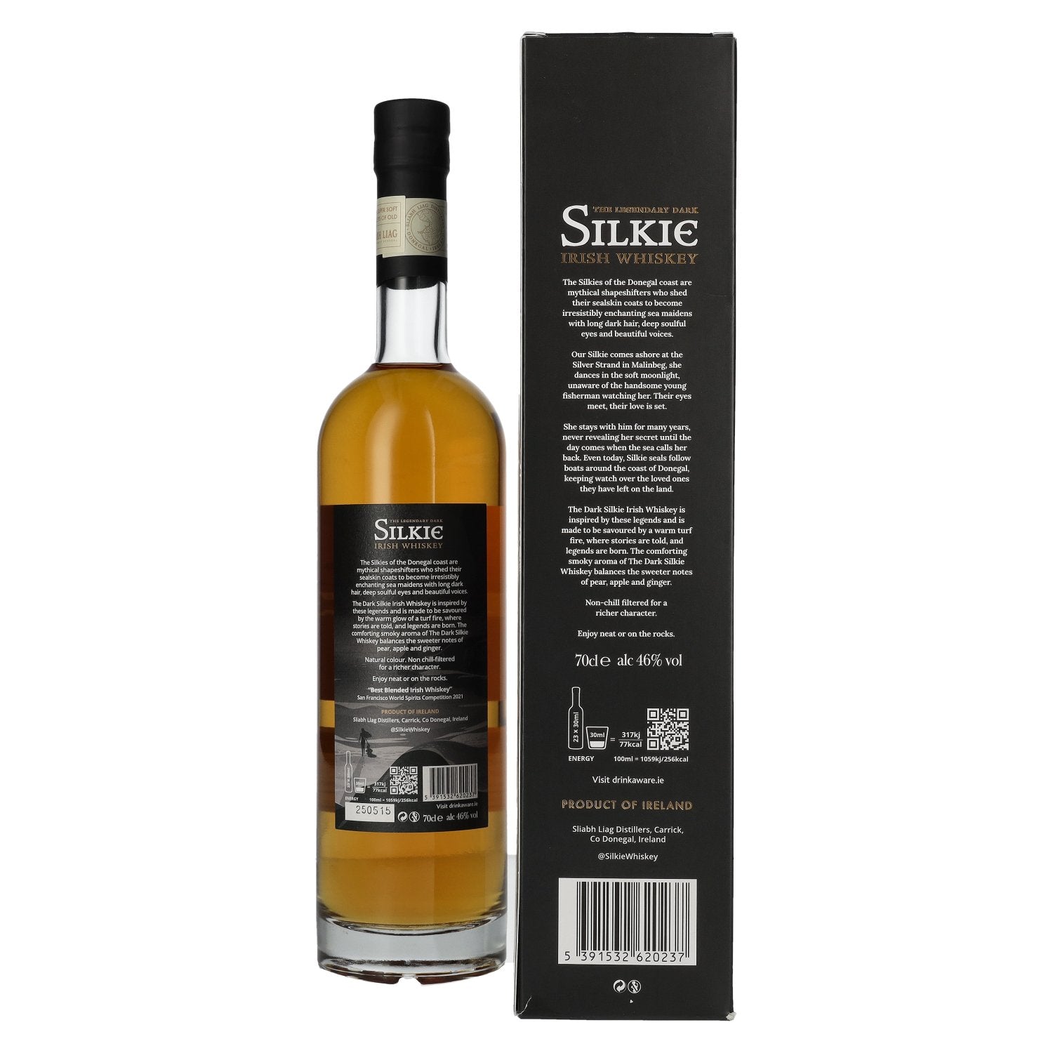 The Legendary DARK SILKIE Irish Whiskey 46% Vol. 0,7l in geschenkverpakking