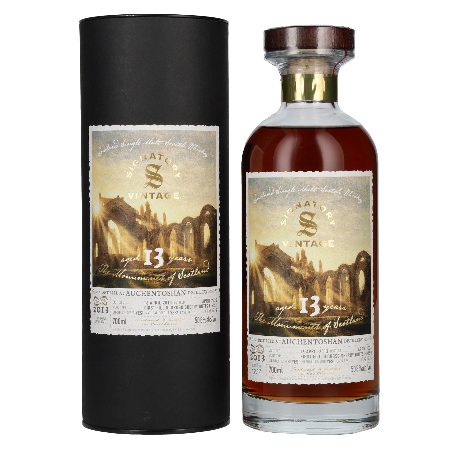 Signatory Vintage Auchentoshan 13 Years Old 1st Fill Oloroso Sherry Butt Monuments 2013 50,8% vol. 0,7 l in geschenkverpakking