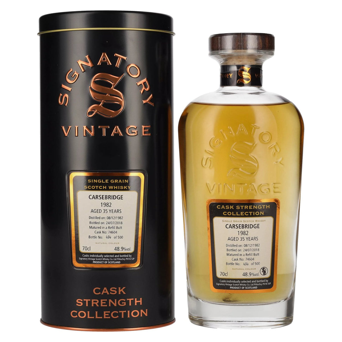 Signatory Vintage CARSEBRIDGE 35 Years Old Cask Strength 1982 48.9% vol. 0.7 l in a tin box