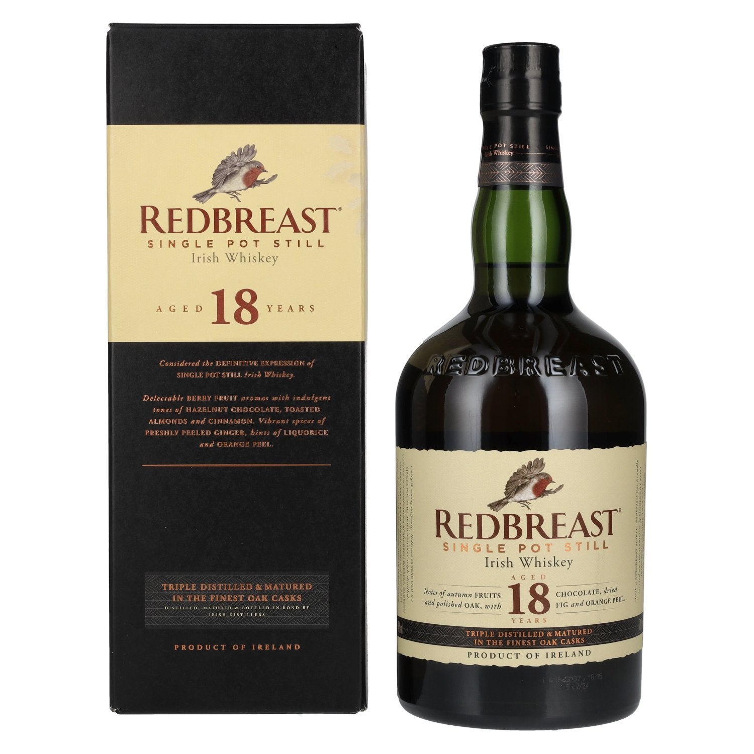 Redbreast 18 Years Old Single Pot Still Irish Whiskey 46% Vol. 0,7l in geschenkverpakking