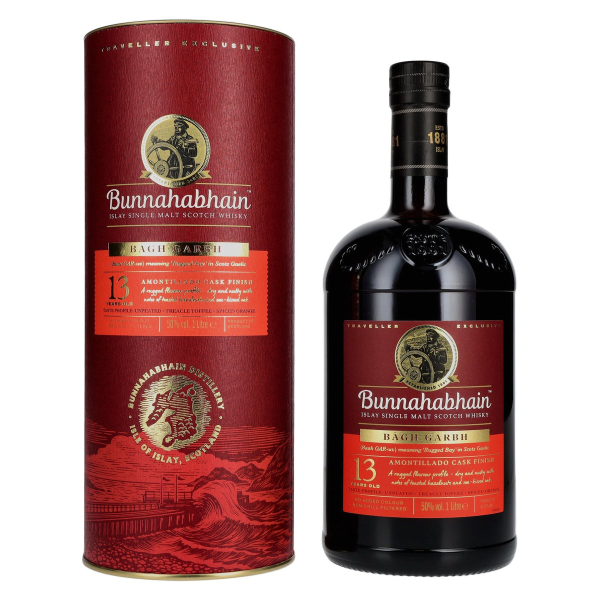 Bunnahabhain 13 ans d'âge BÀGH GARBH, whisky single malt d'Islay, 50 % vol., 1 l, dans un coffret cadeau