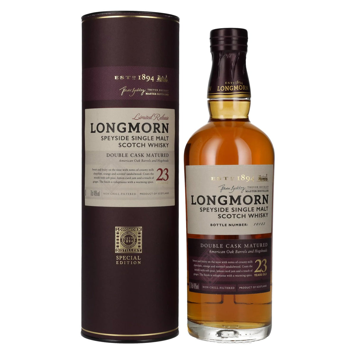 Longmorn 23 jaar oud, gerijpt in dubbele vaten, 48% vol., 0,7 l in geschenkverpakking
