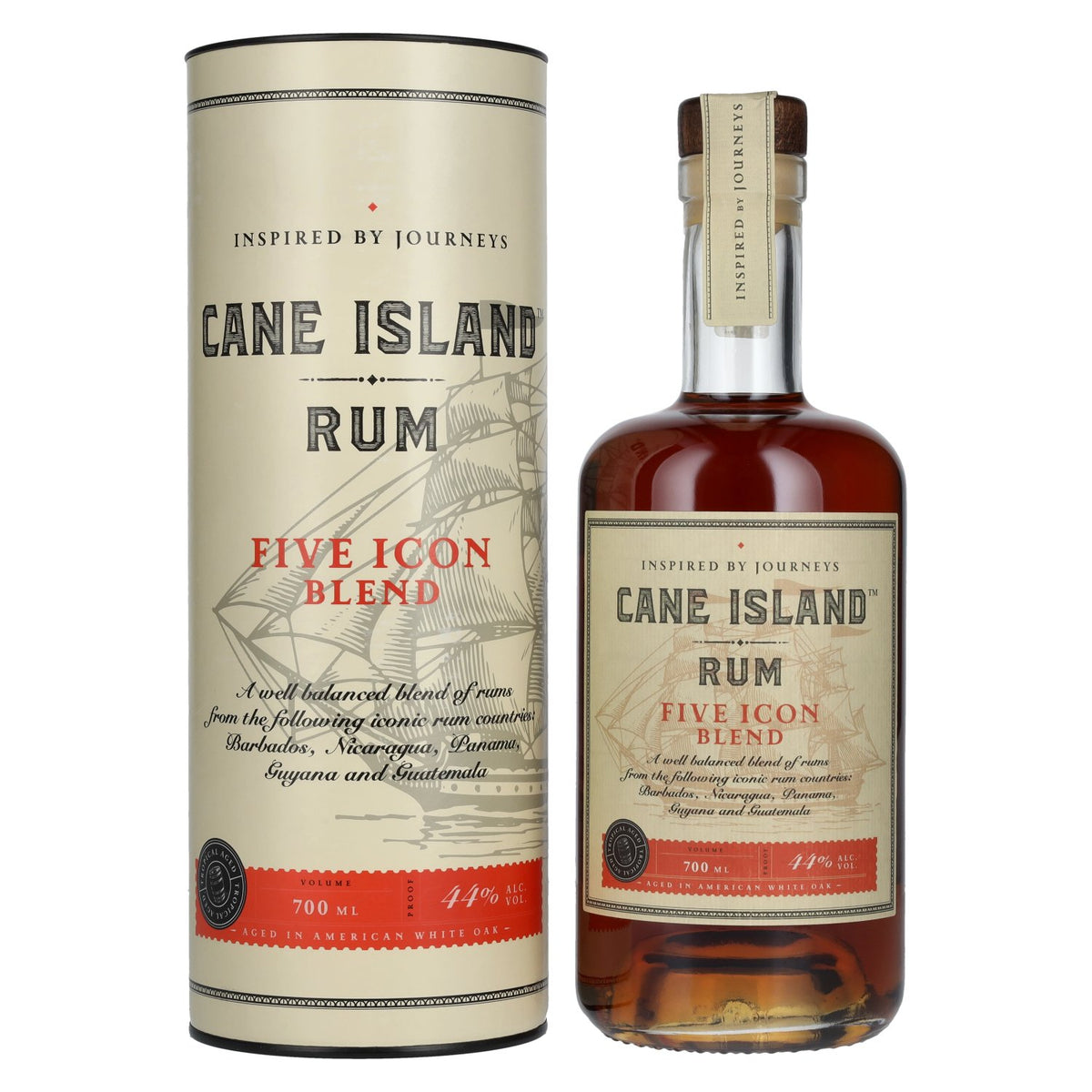 Cane Island FIVE ICON BLEND Cane Island Rum 44% vol. 0,7 l in geschenkverpakking