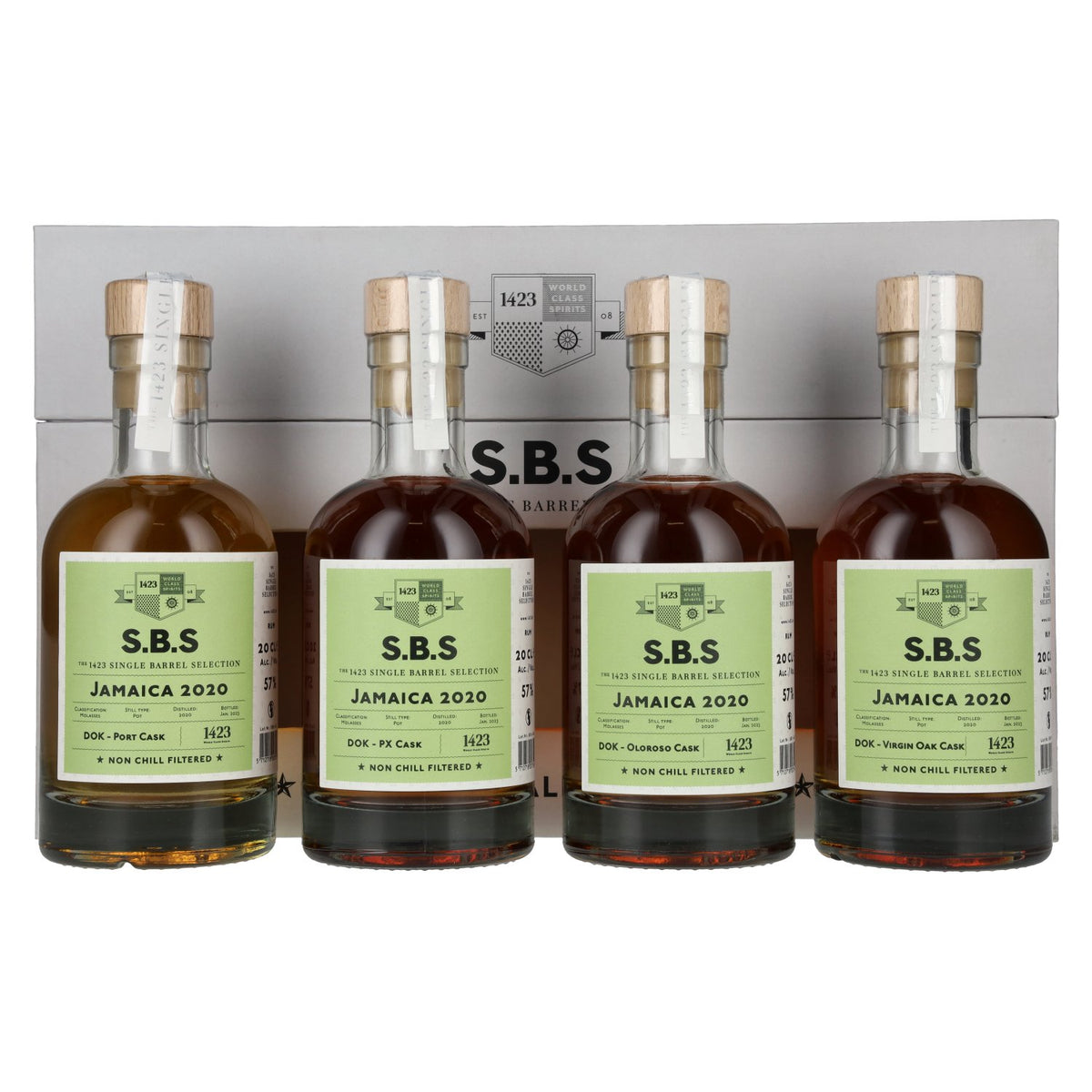 1423 S.B.S JAMAICA Experimental Cask Series 2020 57% Vol. 4x0,2l in geschenkverpakking