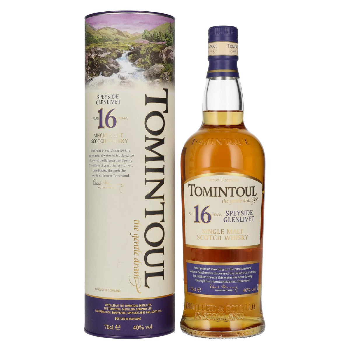 Tomintoul 16-Year-Old Single Malt Scotch Whisky, 40% ABV, 0.7 litres, in a gift box