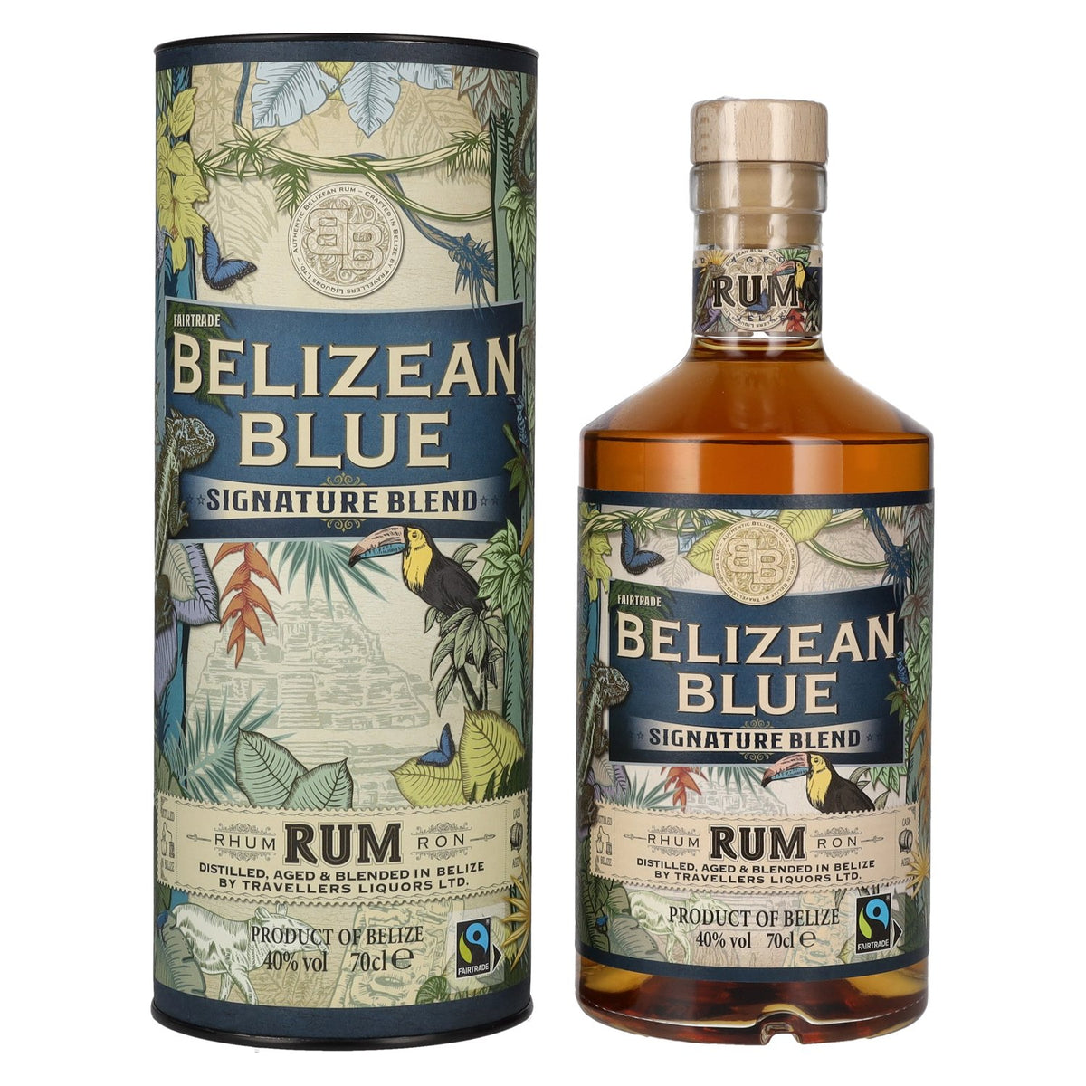 Belizean Blue SIGNATURE BLEND Rum 40% ABV, 0.7 litres, in a gift box