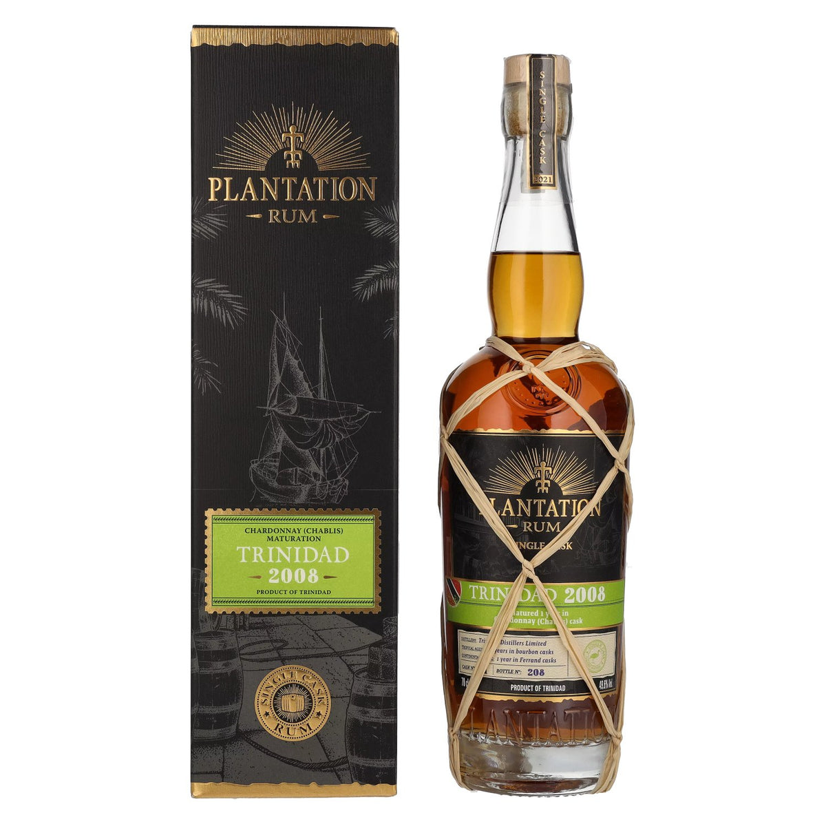 Plantation Rum Trinidad 2008 Chardonnay Maturation Edition 2021 49.6% ABV 0.7l in a gift box
