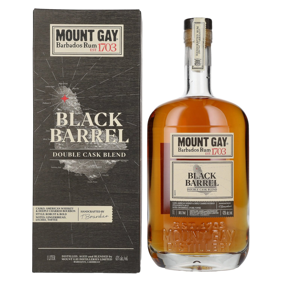 Mount Gay 1703 BLACK BARREL Barbados Rum 43% ABV 1l in a gift box