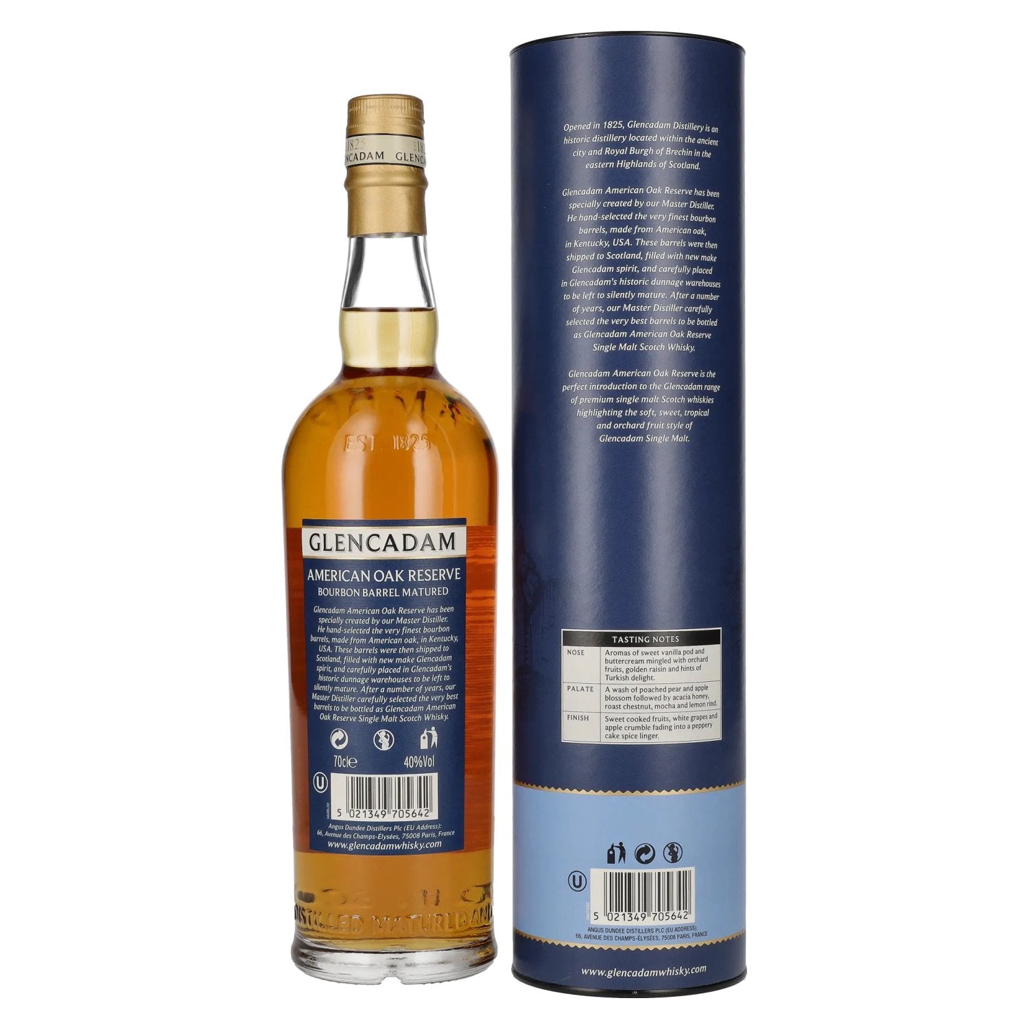 Glencadam Small Batch AMERICAN OAK Reserve Bourbon Barrel Gerijpt 40% Vol. 0,7l in geschenkverpakking