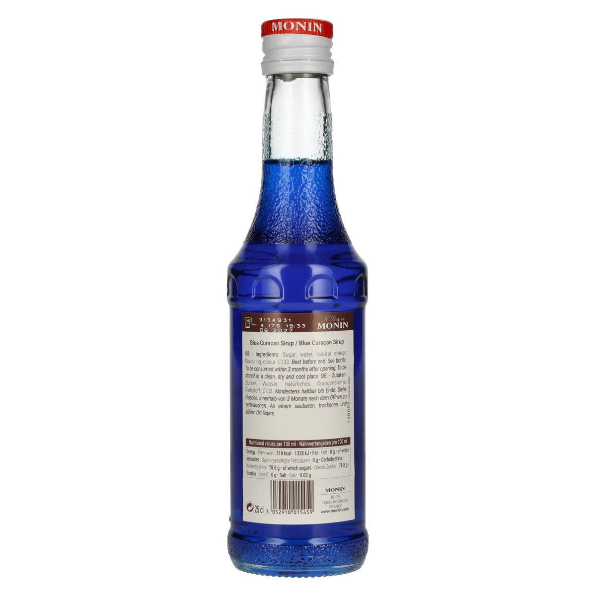 Le sirop Monin BLUE CURACAO 0,25 l