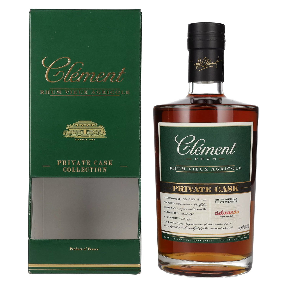 Clément Vieux Agricole Rum PRIVATE CASK Pedro Ximénez by delicando 60.8% vol. 0.7l in a gift box