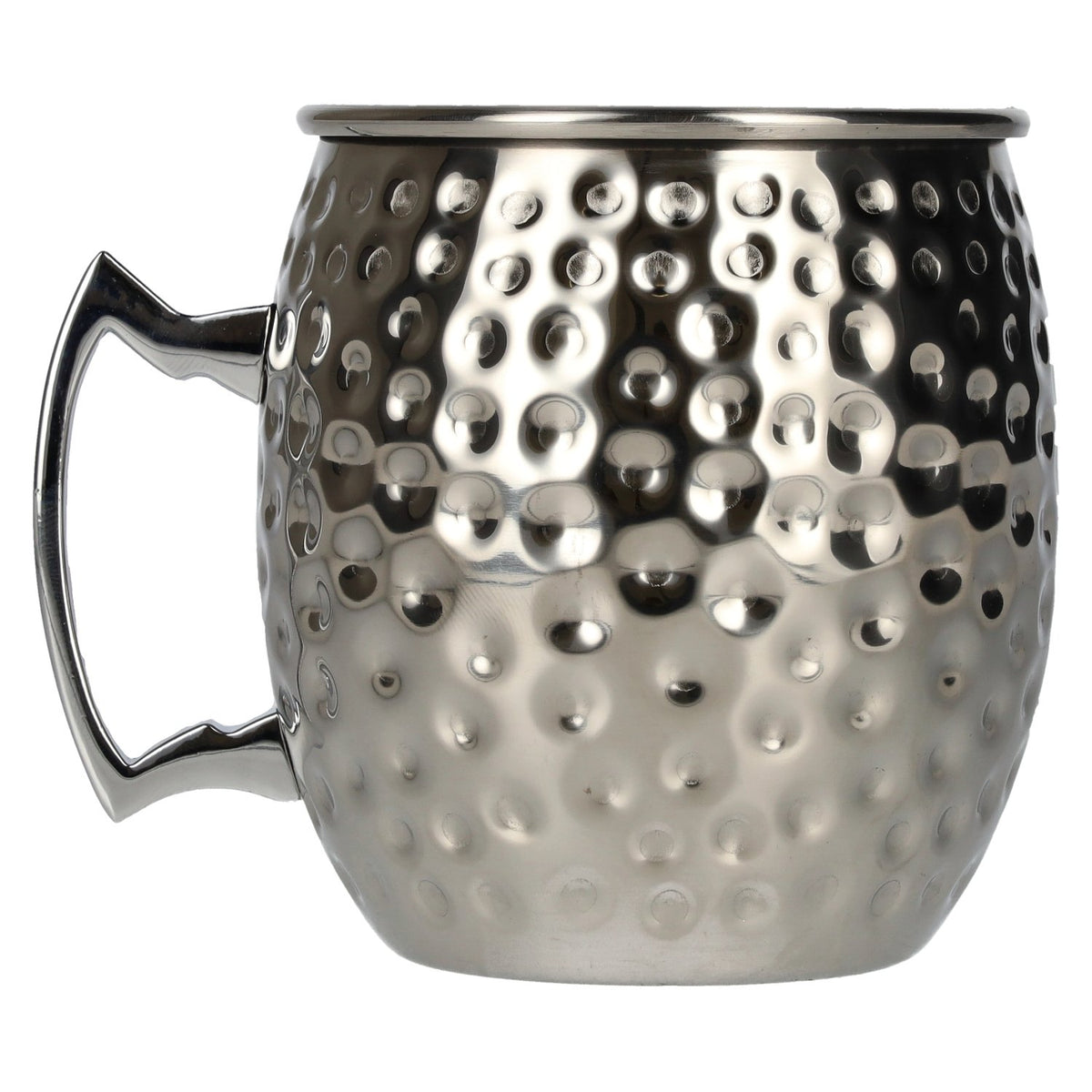 Moscow Mule mug, stainless steel look, polished and hammered finish, 0.55 l