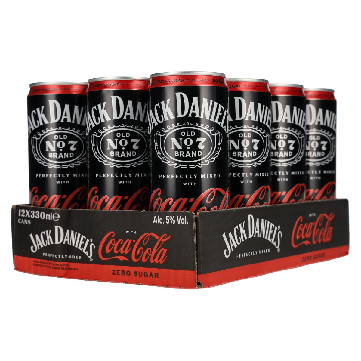 Jack Daniel's No. 7 Whiskey &amp; Coca Cola ZERO SUGAR 5% vol. 12 blikjes van 0,33 l, statiegeld