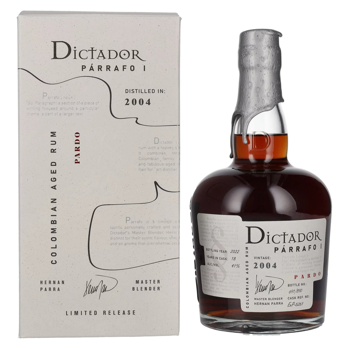 Dictador PÁRRAFO I 18 ans d'âge PARDO Millésime 2004 41 % vol. 0,7 l dans un coffret cadeau