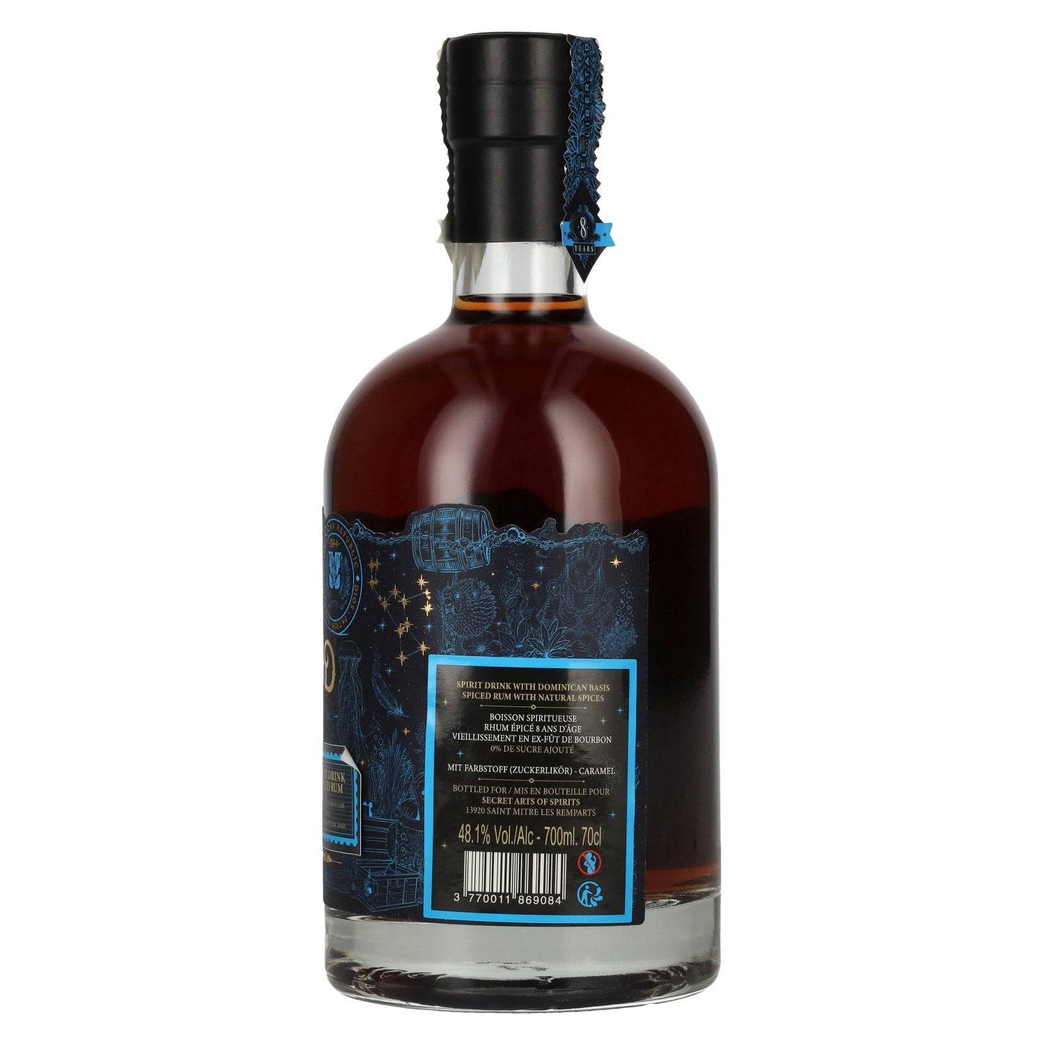 El Libertad 8 Years Old FLAVOR OF DARKNESS Donkere Eiken Gekruide Rum Hoofdstuk III 48,1% Vol. 0,7l