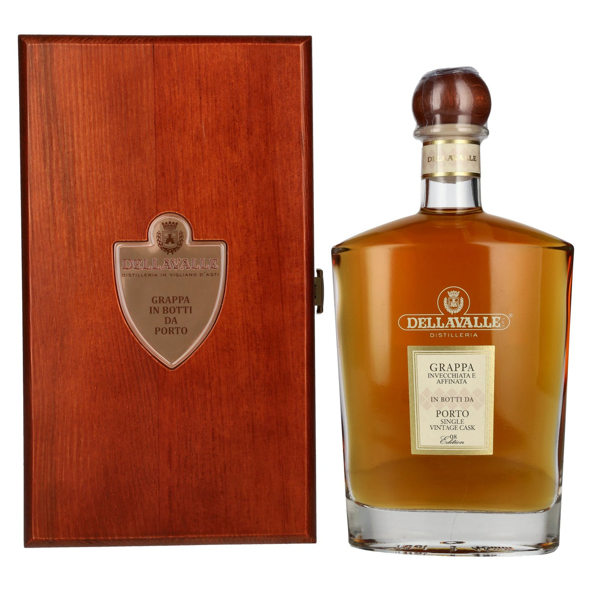 Dellavalle Grappa In Botti Da PORTO Single Vintage Cask 42% vol. 0,7 l in houten kist
