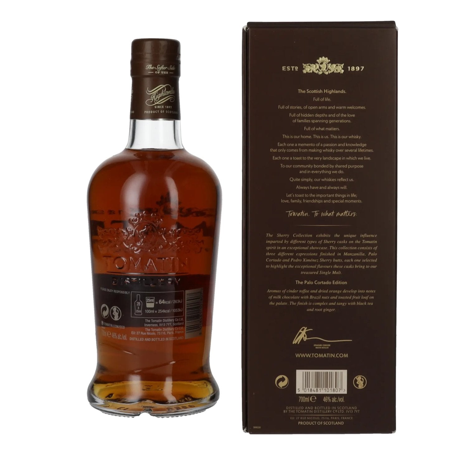 Tomatin 15 Years Old SHERRY COLLECTION Palo Cortado Sherry Butts Limited Edition 2008 46% Vol. 0,7l in geschenkverpakking