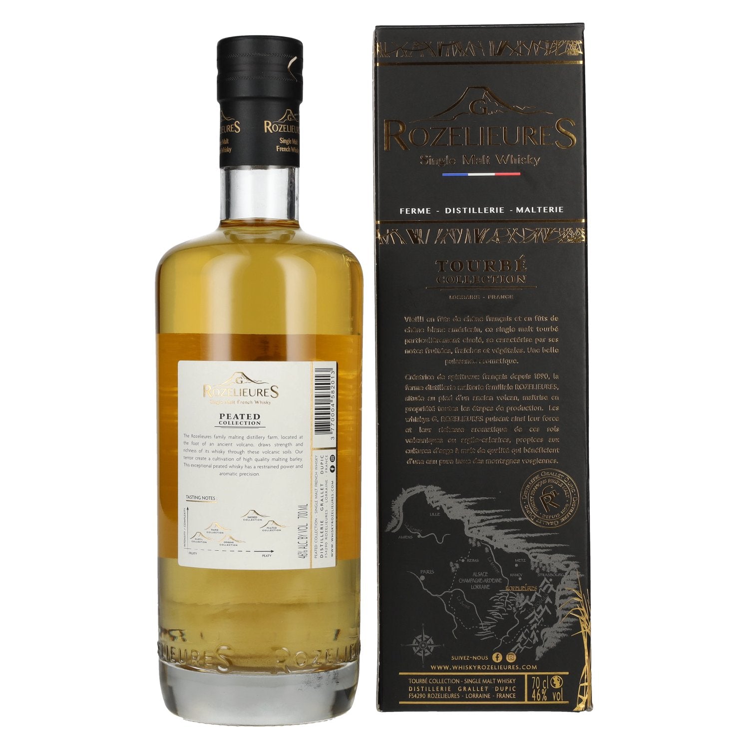 G. Rozelieures TOURBÉ (Peated) COLLECTIE Single Malt Whisky 46% Vol. 0,7l in geschenkverpakking