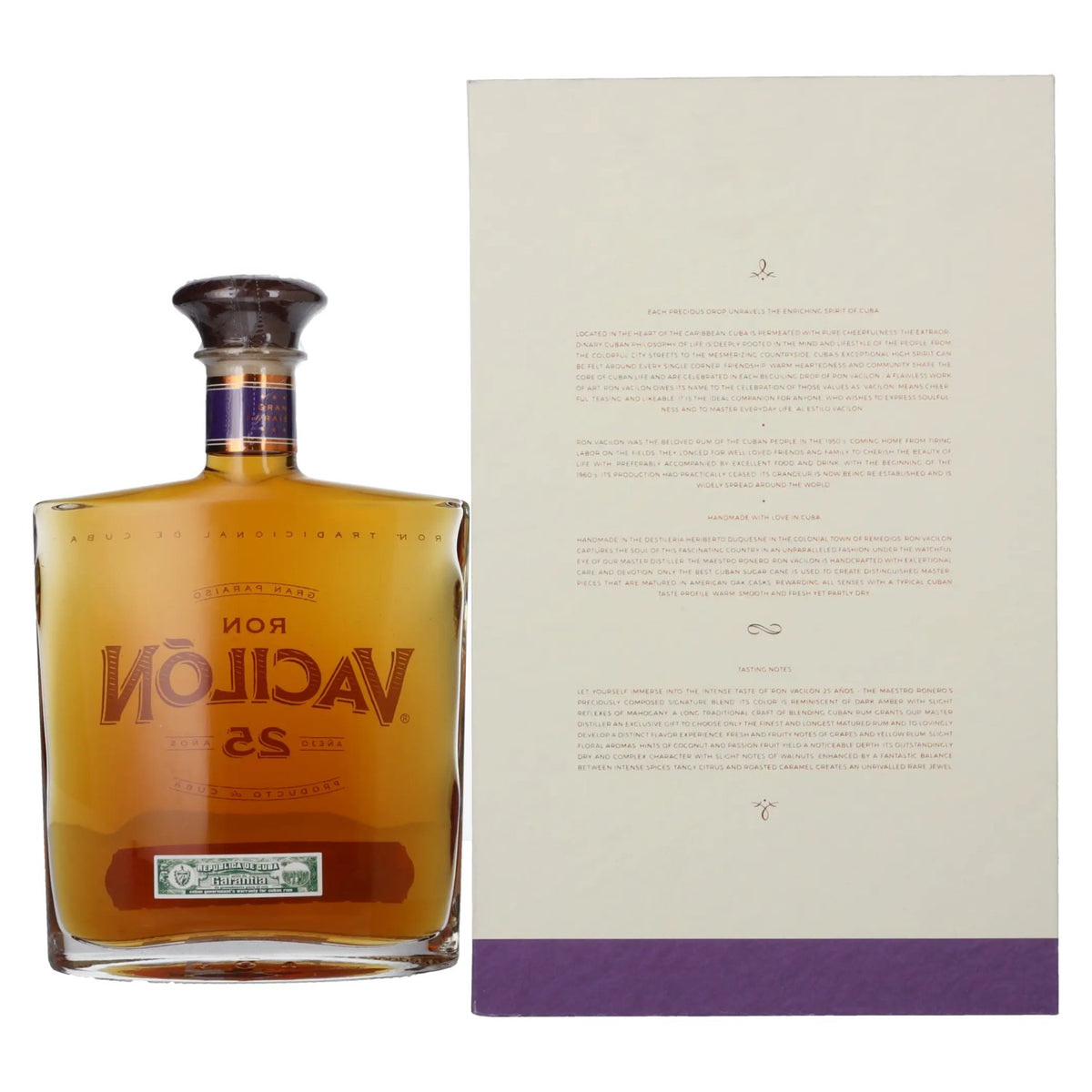 Ron Vacilón GRAN PARAÍSO 25-Year-Old Añejo 40% ABV 0.7l in a gift box