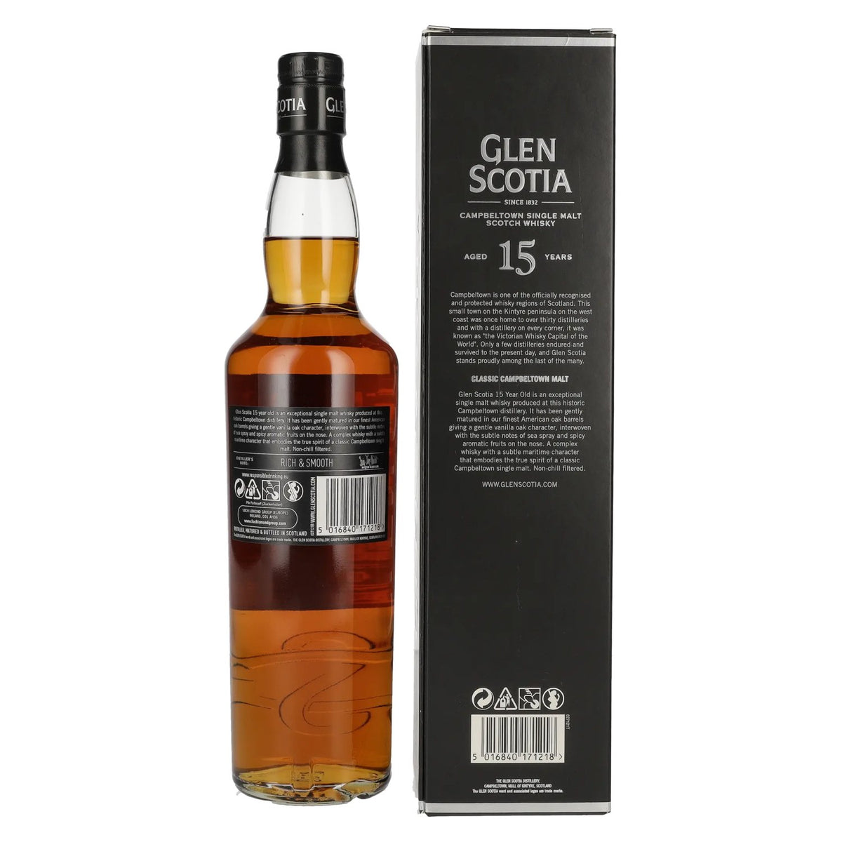 Glen Scotia 15 Years Old Single Malt Scotch Whisky 46% Vol. 0,7l in Geschenkbox