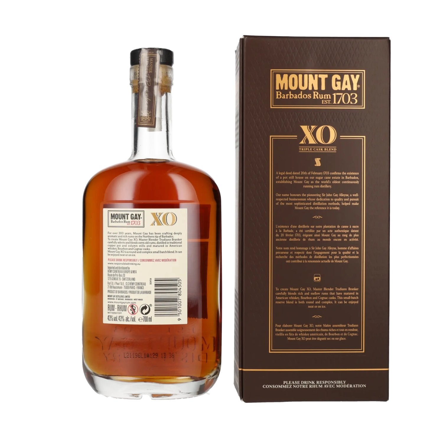 Mount Gay 1703 XO Triple Cask Blend 43% Vol. 0,7l in gift box