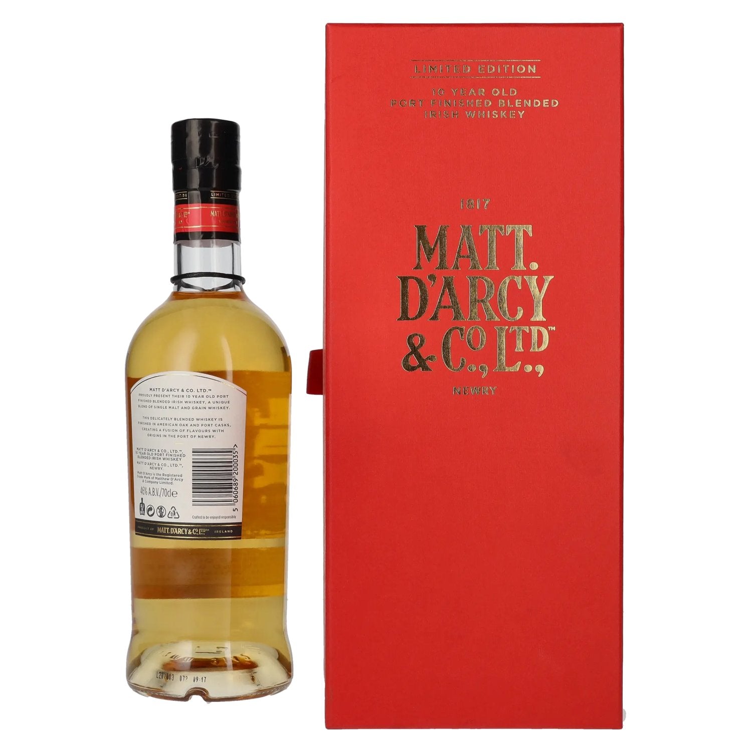Matt. D'arcy 10 Years Old Blended Irish Whiskey Limited Edition 46% Vol. 0,7l en coffret cadeau