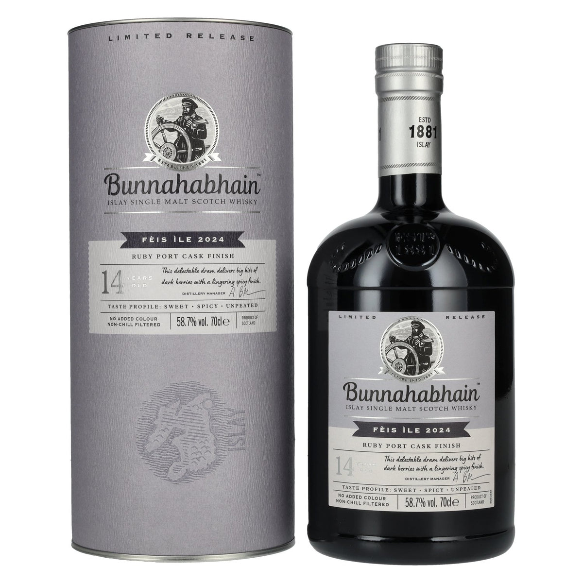 Bunnahabhain 14 Years Old RUBY PORT CASK Matured Limited Release Fèis Ìle 2024 58.7% ABV 0.7l in a gift box