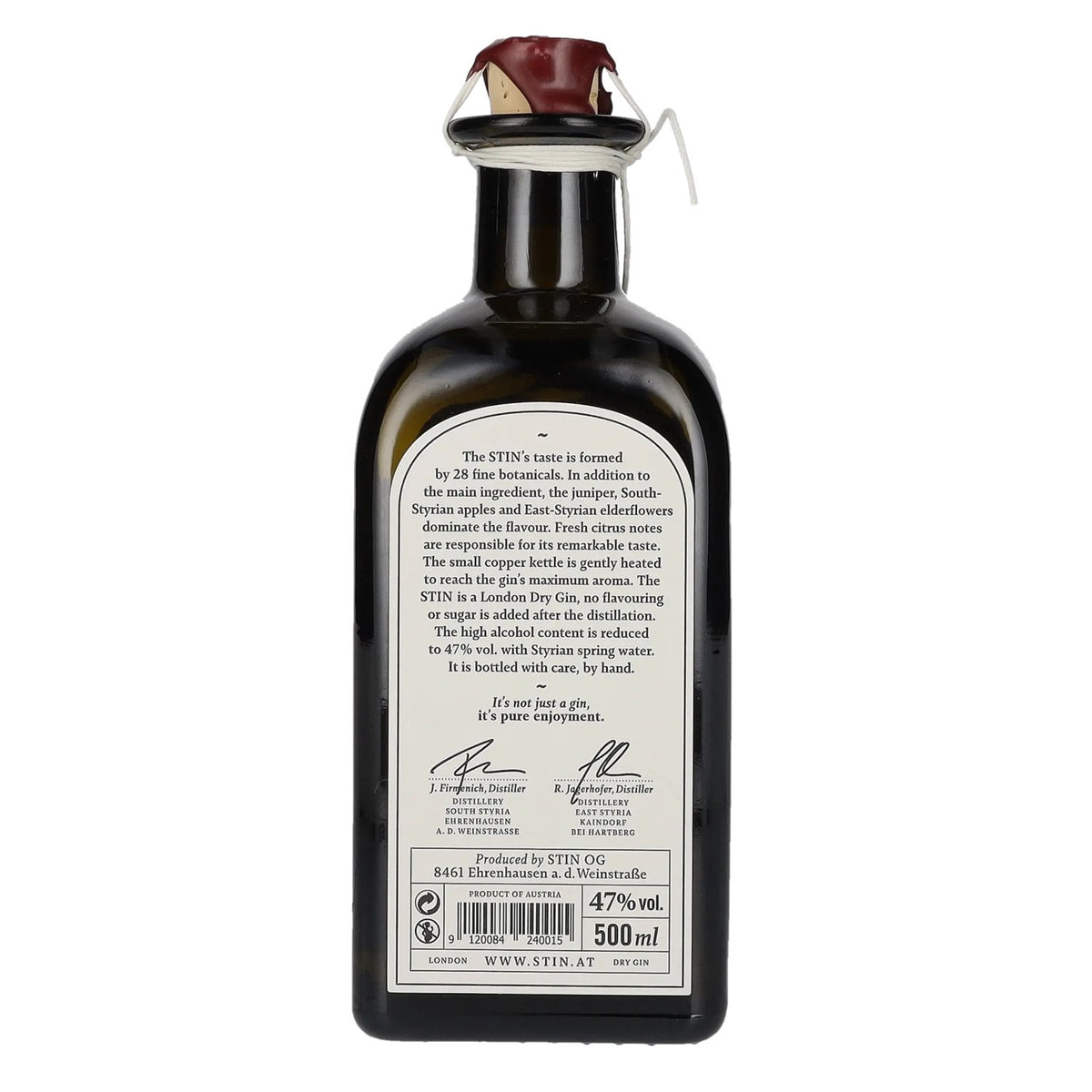 The STIN Styrian Dry Gin 47% vol. 0.5 l