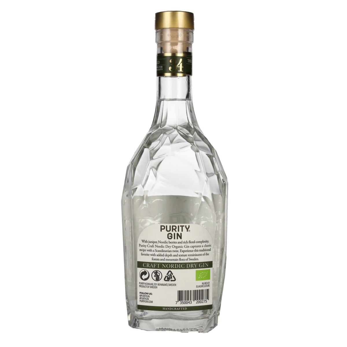 Purity 34 CRAFT NORDIC Gin sec bio 43 % vol. 0,7 l