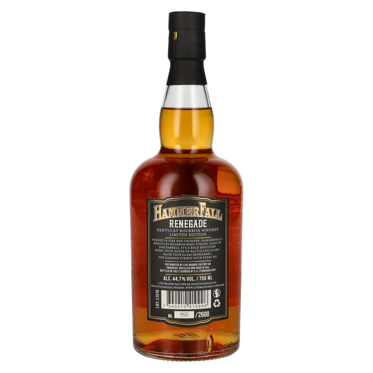 HammerFall Renegade Kentucky Bourbon Whisky Limited Edition 44.7% ABV 0.7l