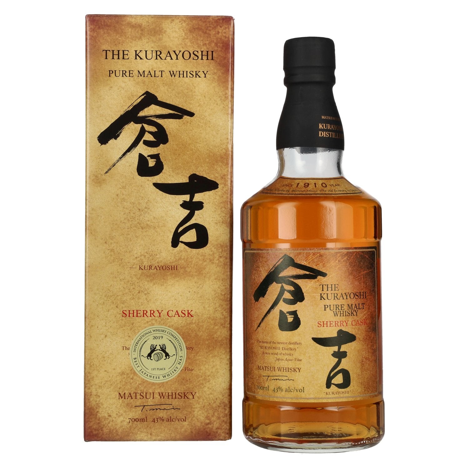 Matsui Whisky THE KURAYOSHI Pure Malt Whisky SHERRY CASK 43% vol. 0,7l en boîte cadeau