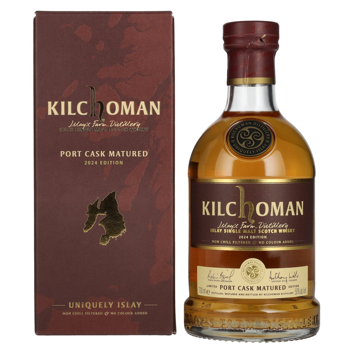 Kilchoman PORT CASK MATURED Single Malt Scotch Whisky Édition limitée 2024 50 % vol. 0,7 l dans un coffret cadeau