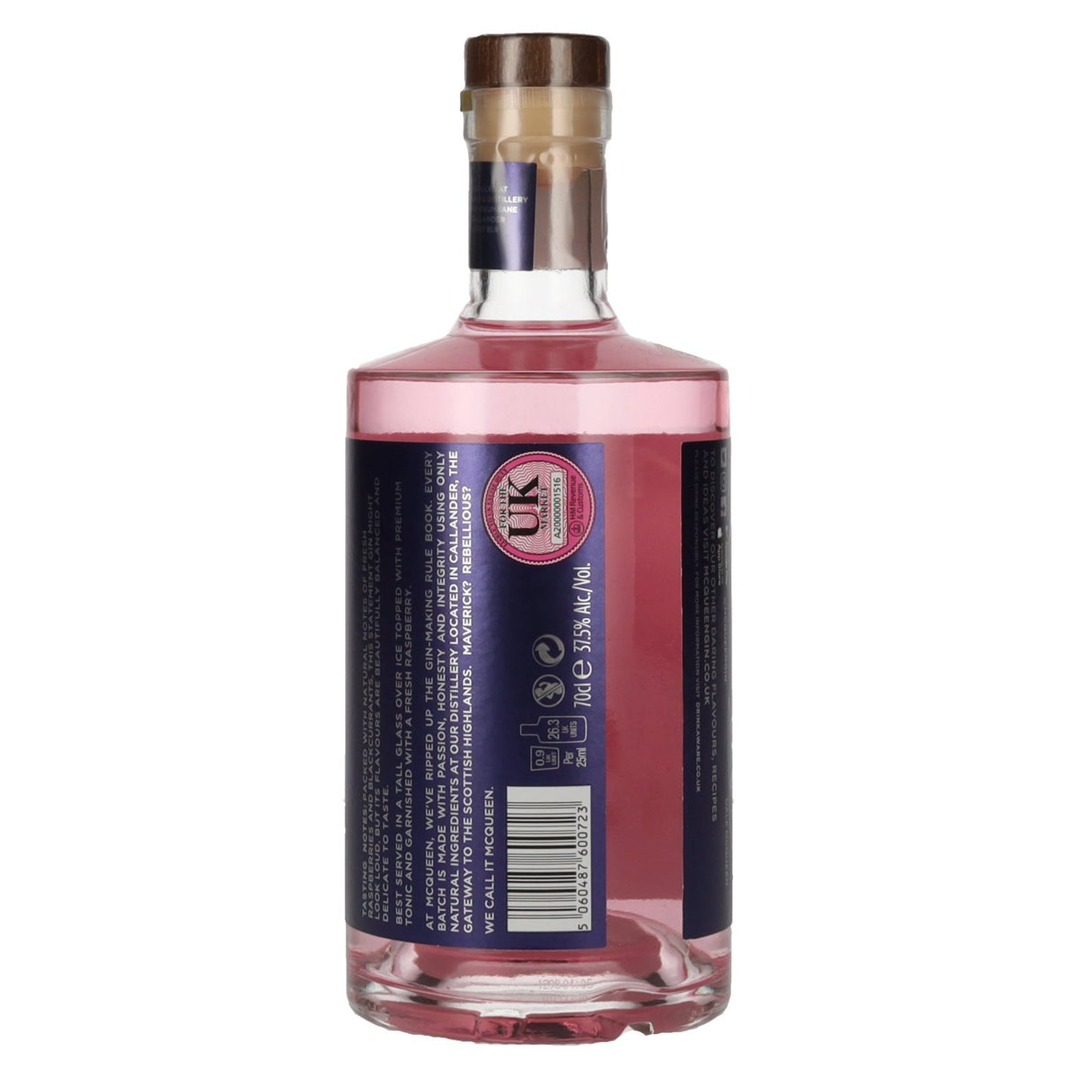 McQueen Gin écossais au cassis et à la framboise, 37,5 % vol., 0,7 l