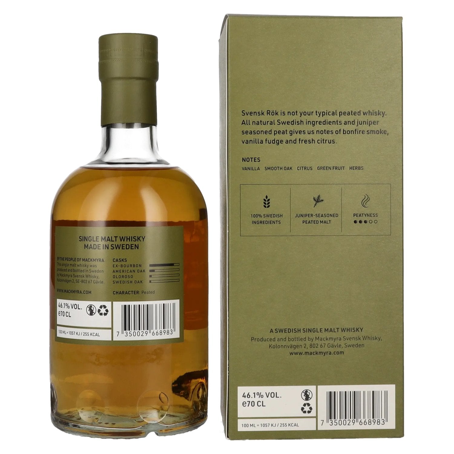 Mackmyra Svensk Rök Swedish Single Malt Whisky 46,1% vol. 0,7l en coffret cadeau
