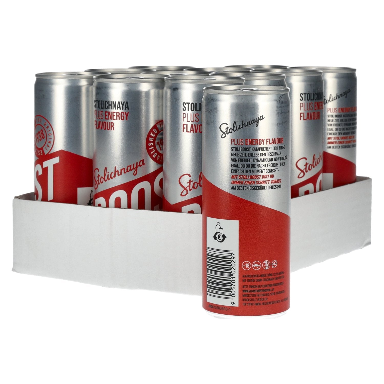 Stolichnaya Boost Plus ENERGY Flavour 5% vol. 12x0,25l canettes consignées