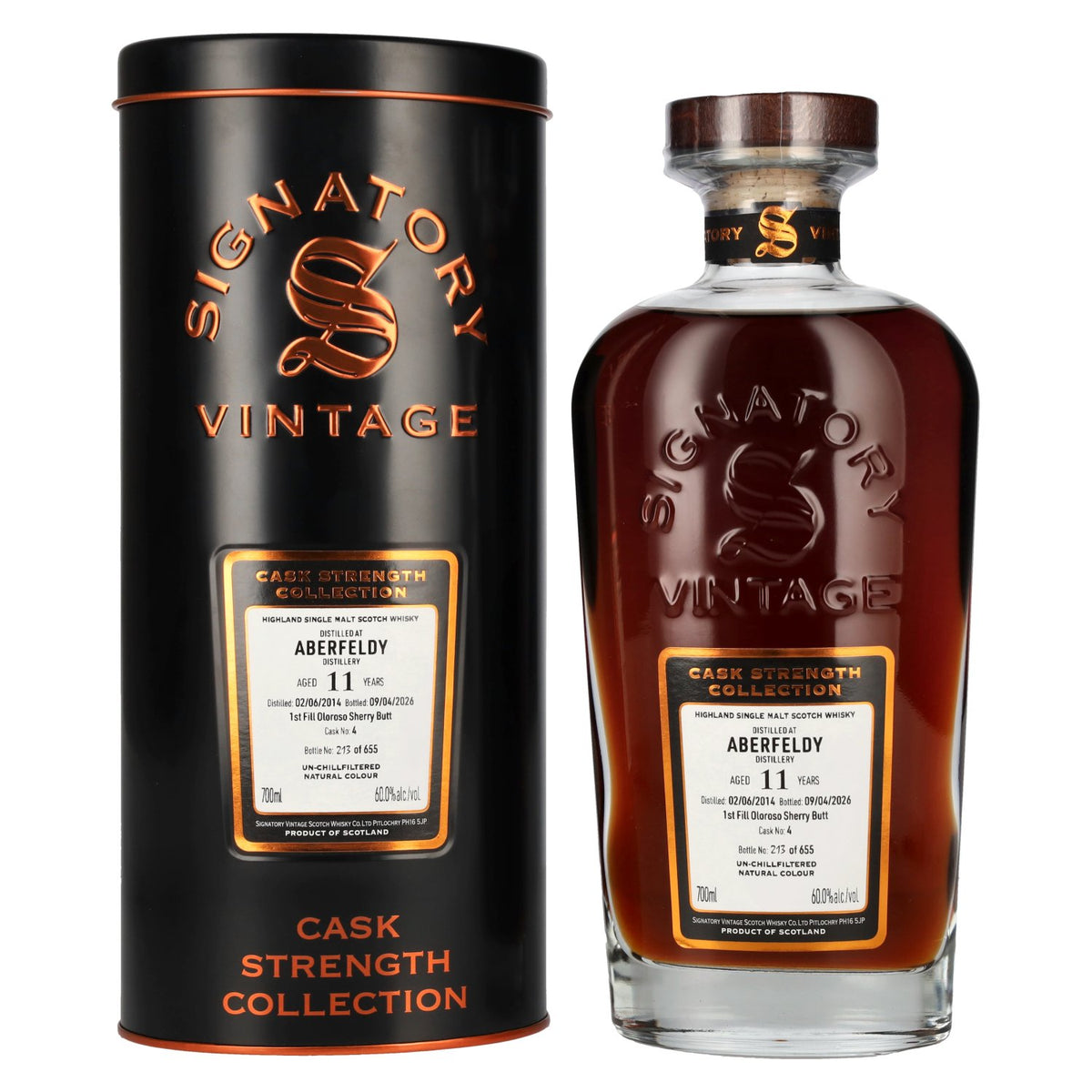 Signatory Vintage Aberfeldy 11 Years Old Cask Strength 1st Fill Oloroso Sherry #4 2014 60% vol. 0.7 l in a tin box