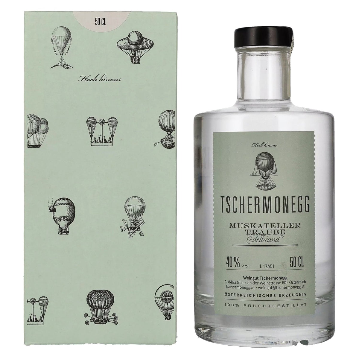 Tschermonegg Muskateller Traube Edelbrand 40% Vol. 0,5l in Geschenkbox