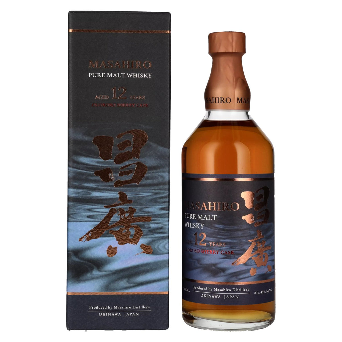 Masahiro 12 Years Old Pure Malt Whisky Oloroso Sherry Cask 43% vol. 0,7 l in geschenkverpakking
