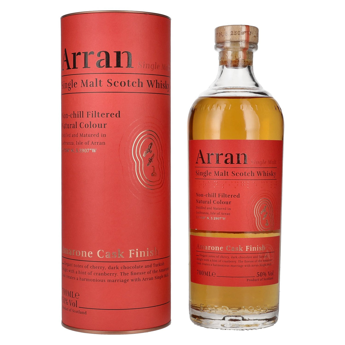 Arran Single Malt Scotch AMARONE CASK FINISH 50% vol. 0,7 l in geschenkverpakking