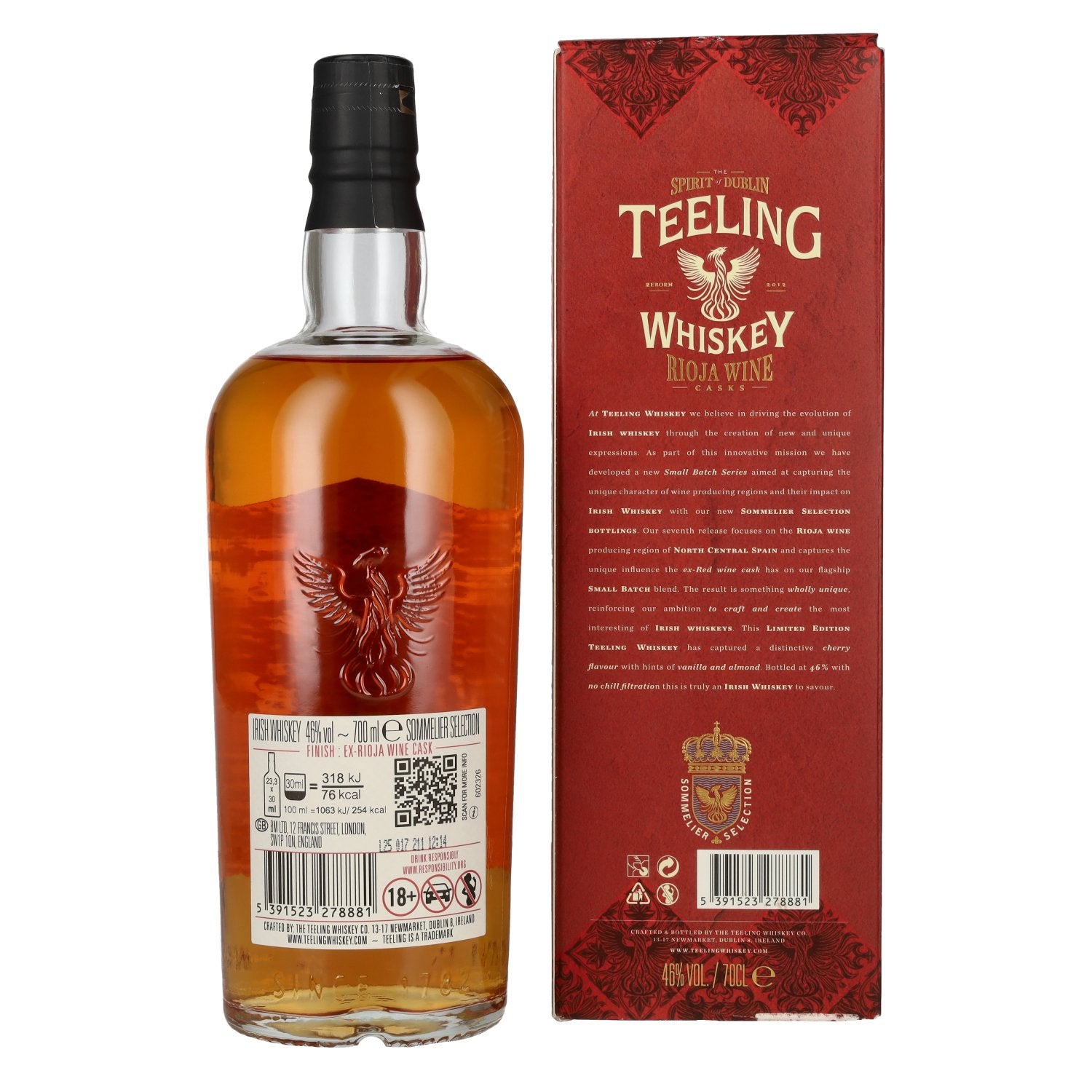 Teeling Whiskey Sommelier Selectie RIOJA WIJNvat 46% Vol. 0,7l in geschenkverpakking