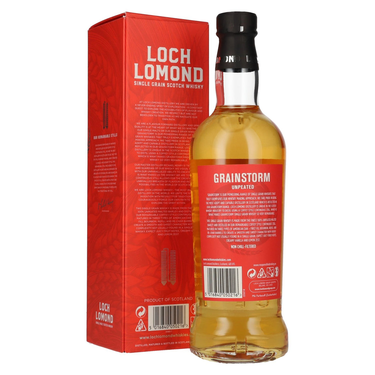 Loch Lomond SINGLE GRAIN Grainstorm Unpeated Scotch Whisky 46% vol. 0,7 l in geschenkverpakking