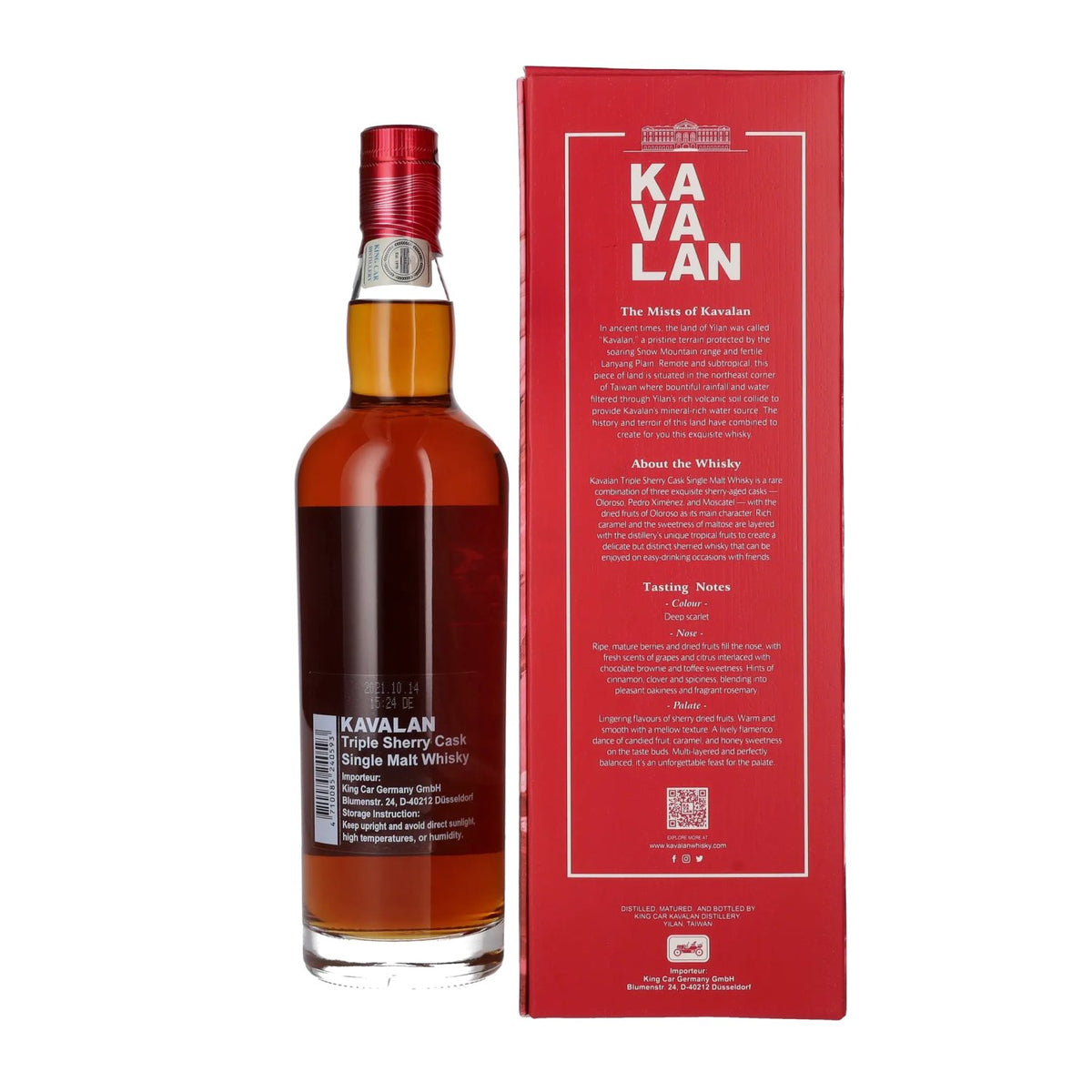 Kavalan TRIPLE SHERRY CASK Single Malt Whisky 40% vol. 0.7l in a gift box