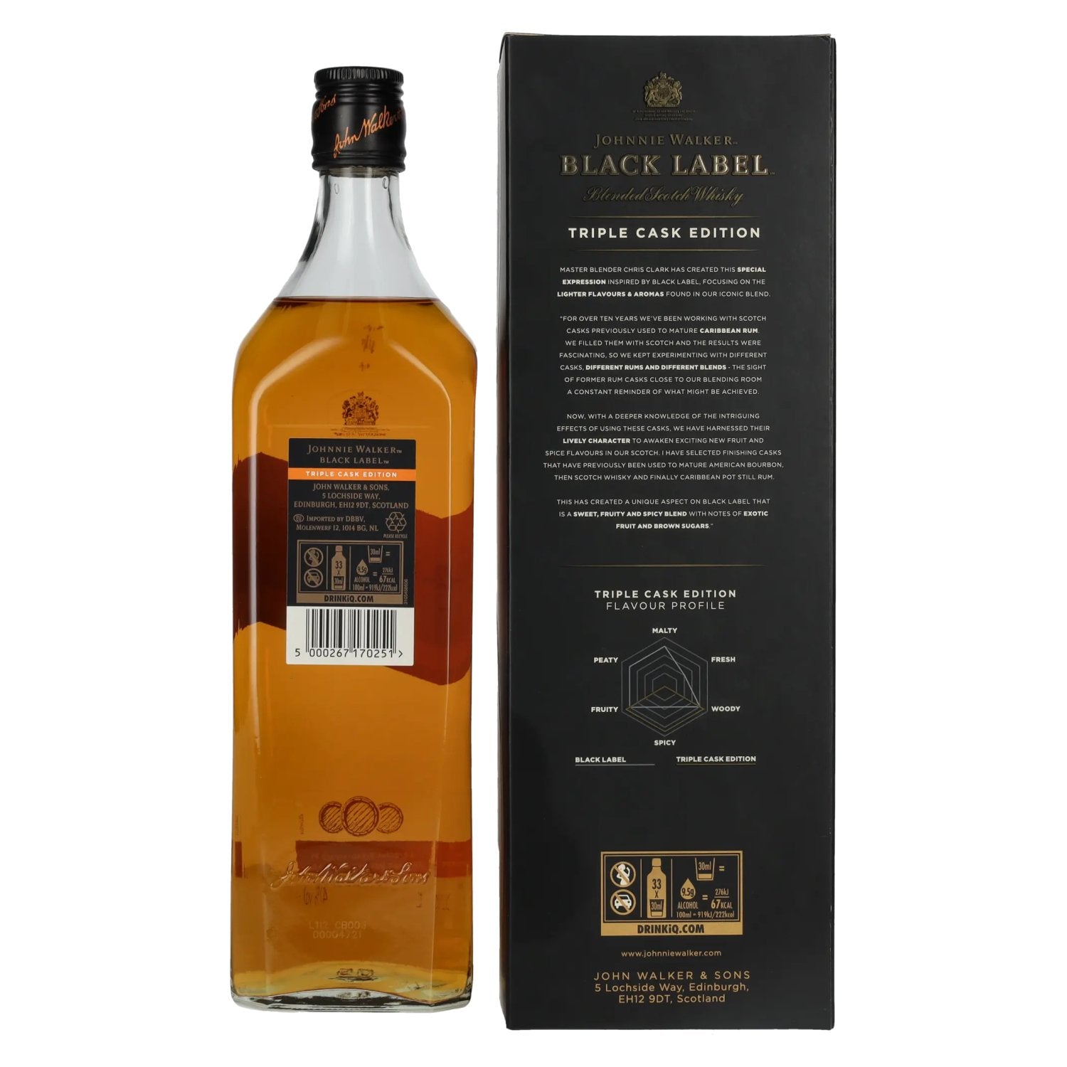Johnnie Walker BLACK LABEL Blended Scotch Whisky TRIPLE CASK EDITION 40% Vol. 1l in geschenkverpakking