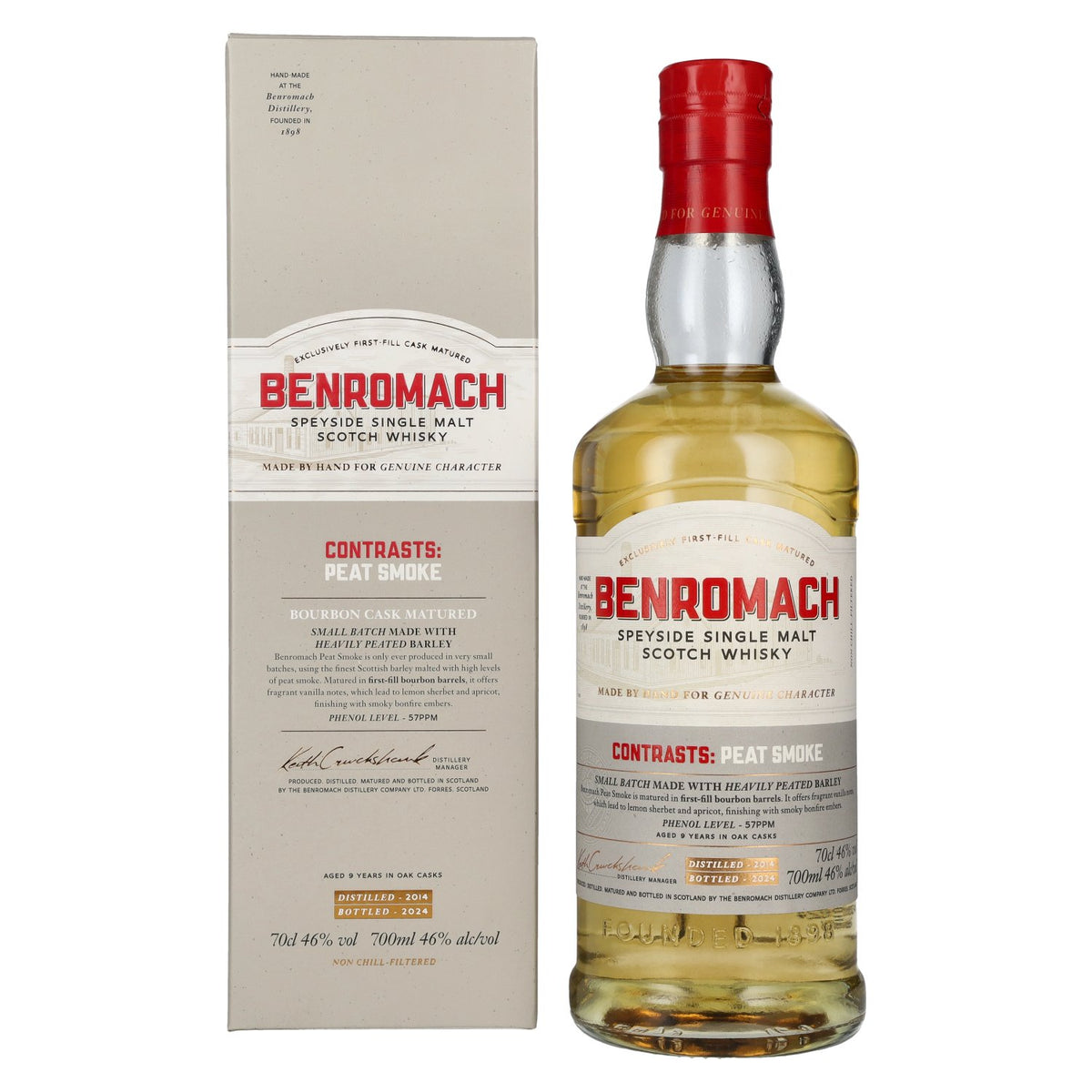 Benromach PEAT SMOKE Speyside Single Malt 2014 46% ABV 0.7l in a gift box