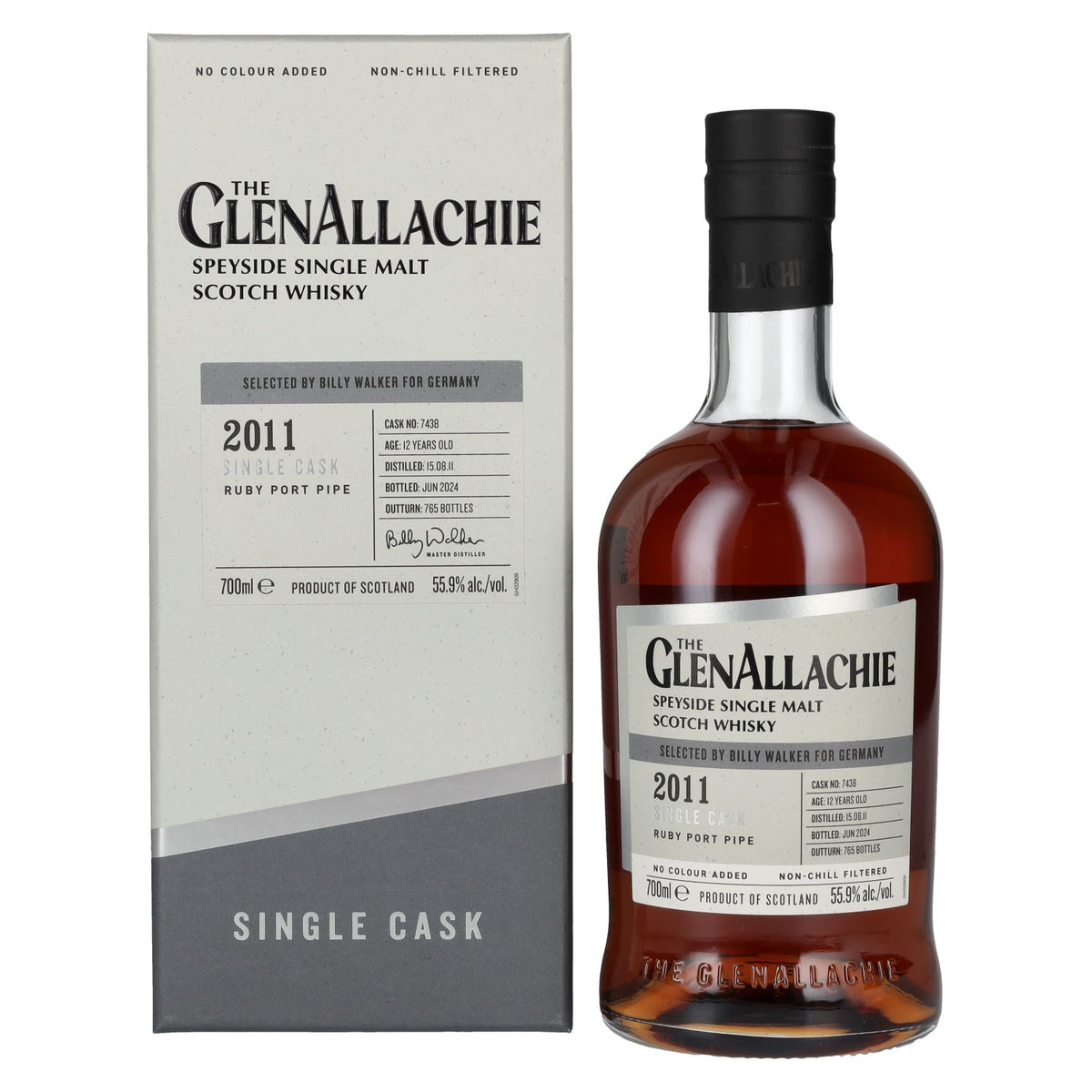 The GlenAllachie 12 Years Old RUBY PORT PIPE 2011 55.9% vol. 0.7 l in a gift box