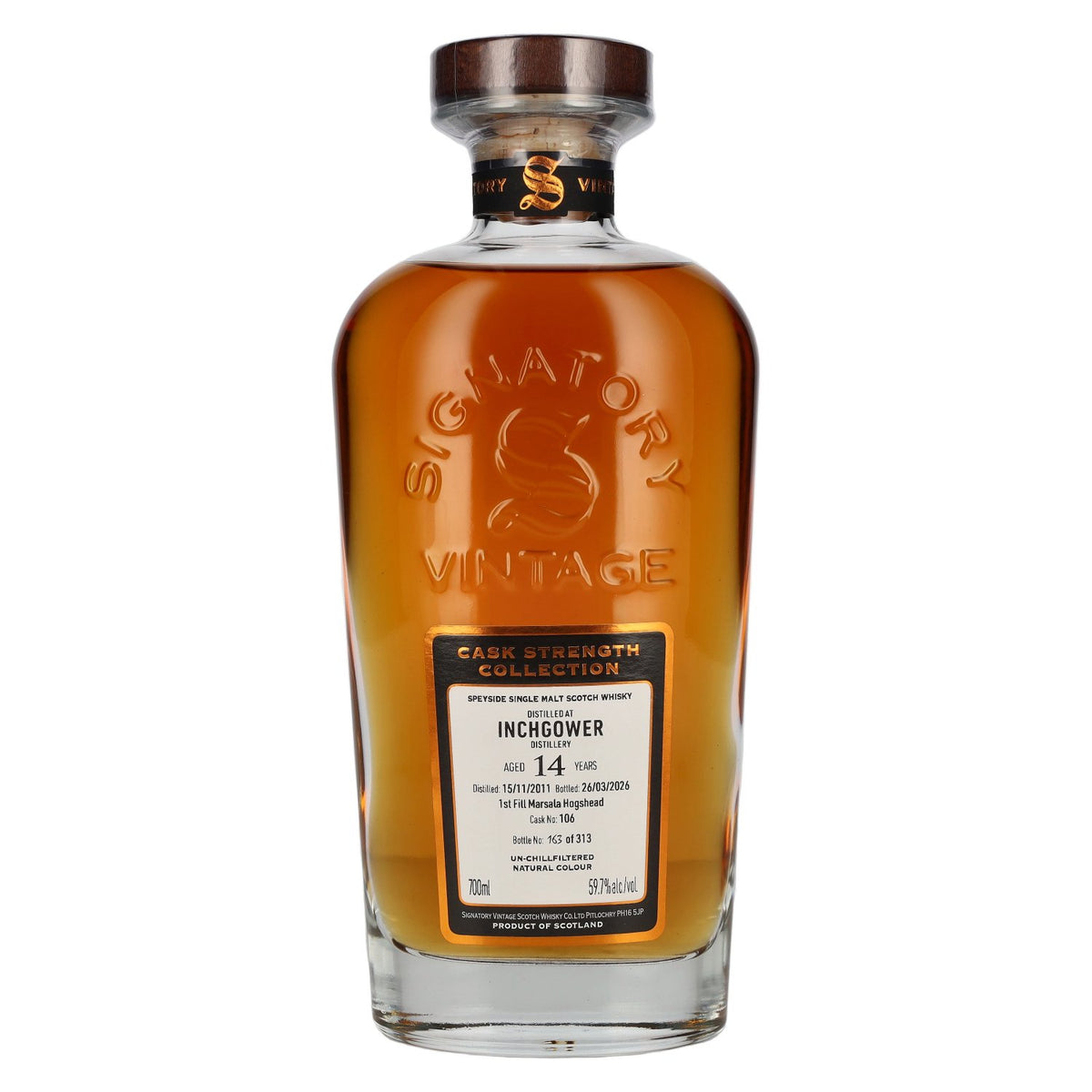 Signatory Vintage INCHGOWER 14 Years Old 1st Fill Marsala Cask Strength #106 2011 59,7% Vol. 0,7l