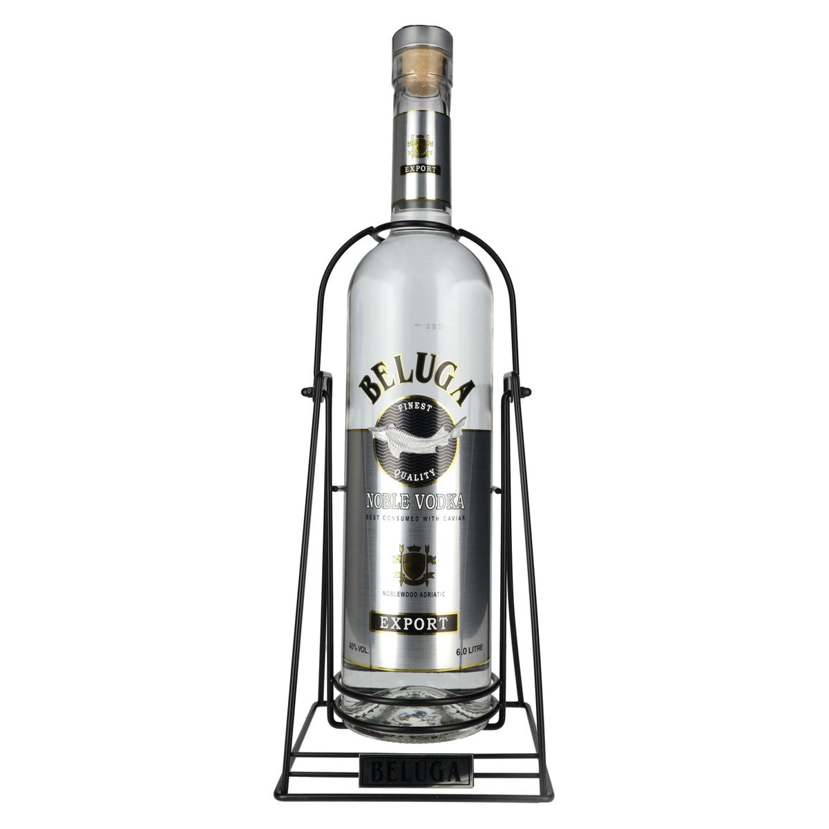 Vodka Beluga Noble EXPORT Montenegro 40 % vol. 6 l avec support pivotant