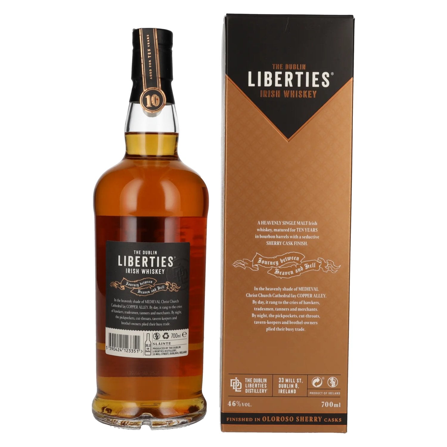 The Dublin Liberties Copper Alley 10 Years Old Oloroso Sherry Cask Finish 46% Vol. 0,7l in geschenkverpakking